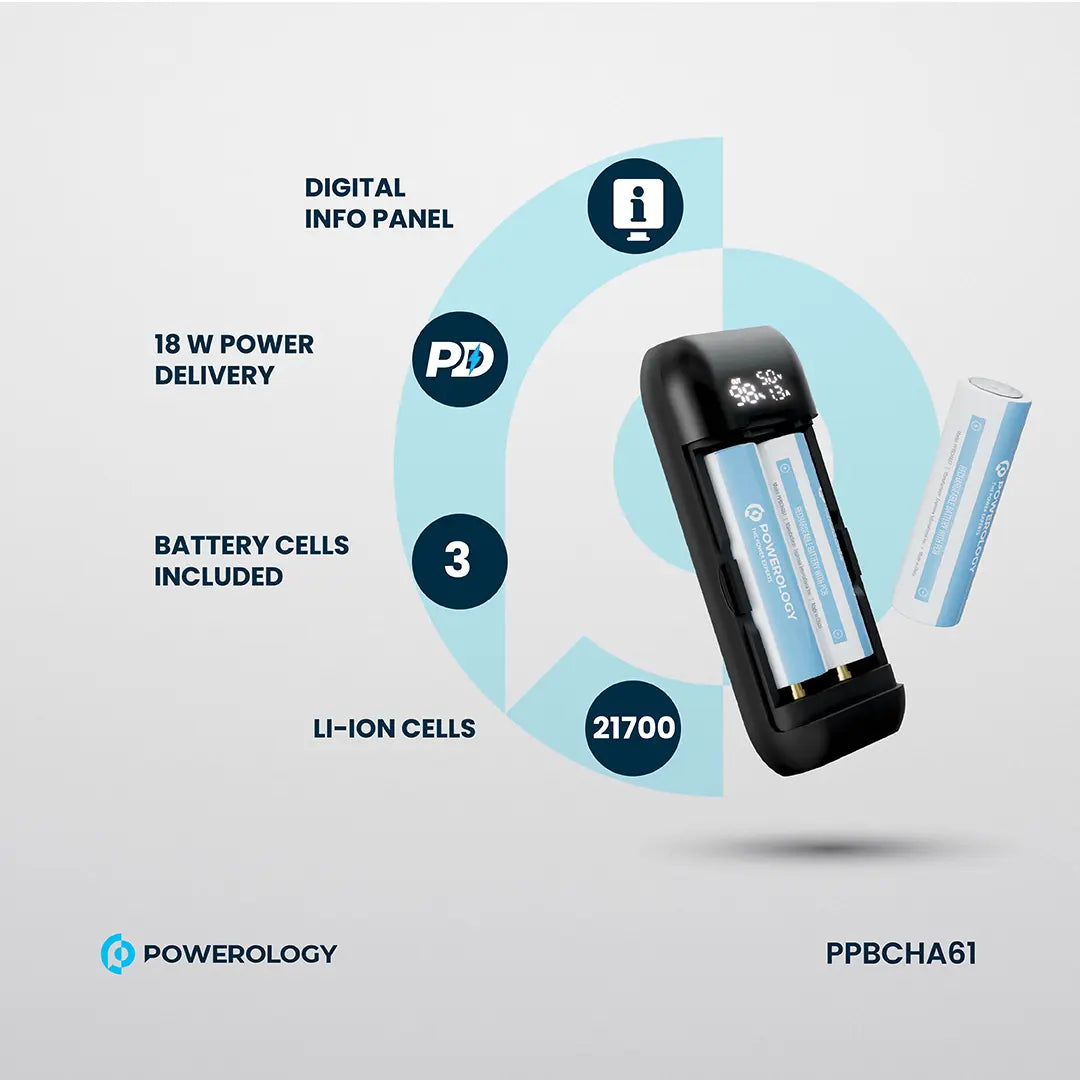 Powerology Diy Cell 10000+5000mAh Powerbank - PPBCHA61 - Grey