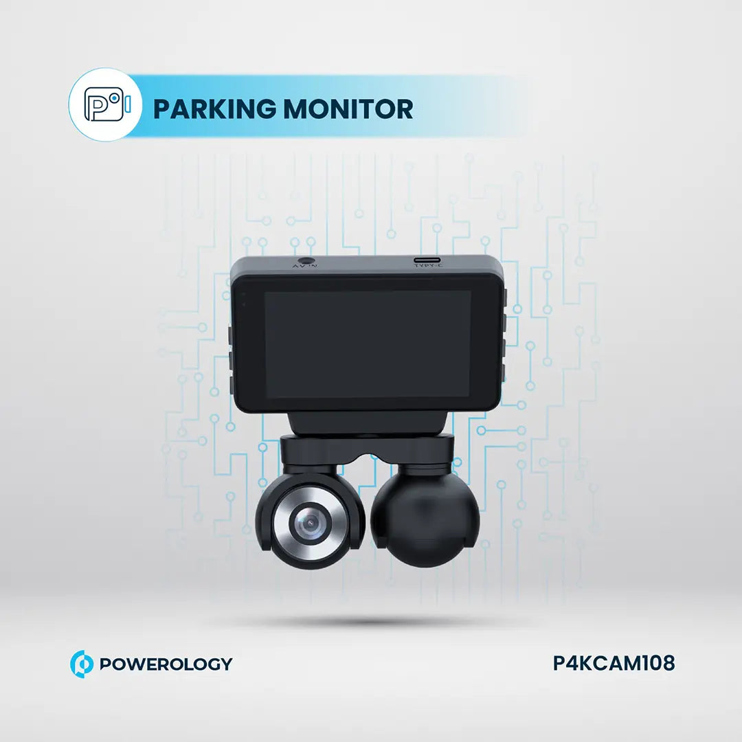 Powerology Dual Lens Dash Camera - P4KCAM108 - Black
