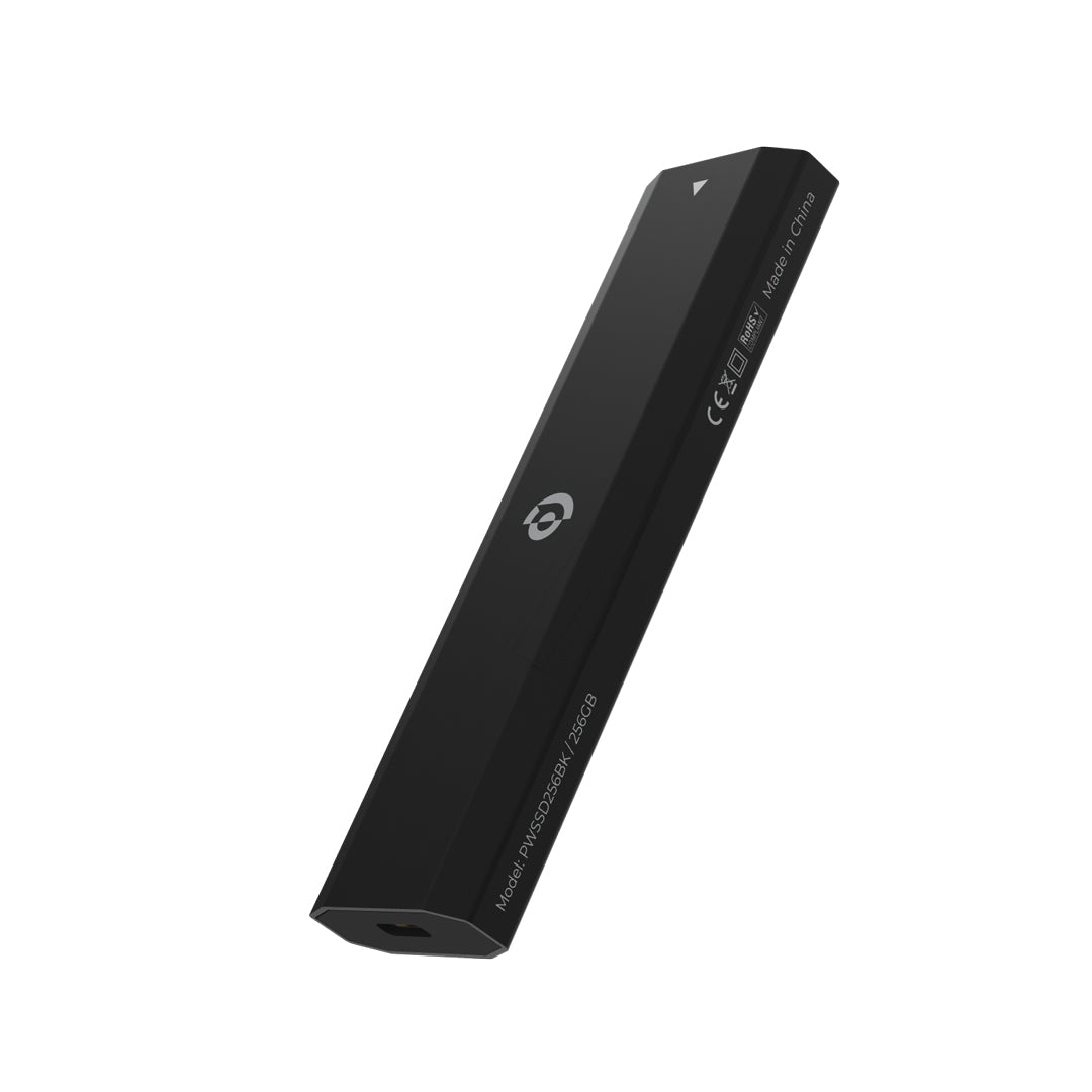 Powerology محرك أقراص SSD محمول ثنائي البروتوكول بسعة 256 جيجابايت، سرعة نقل بيانات فائقة - PWSSD256BK - أسود