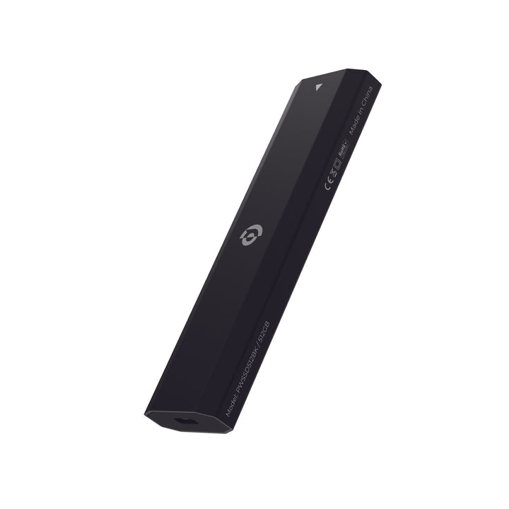 Powerology محرك أقراص SSD محمول ثنائي البروتوكول بسعة 512 جيجابايت، سرعة نقل بيانات فائقة - PWSSD512BK - أسود