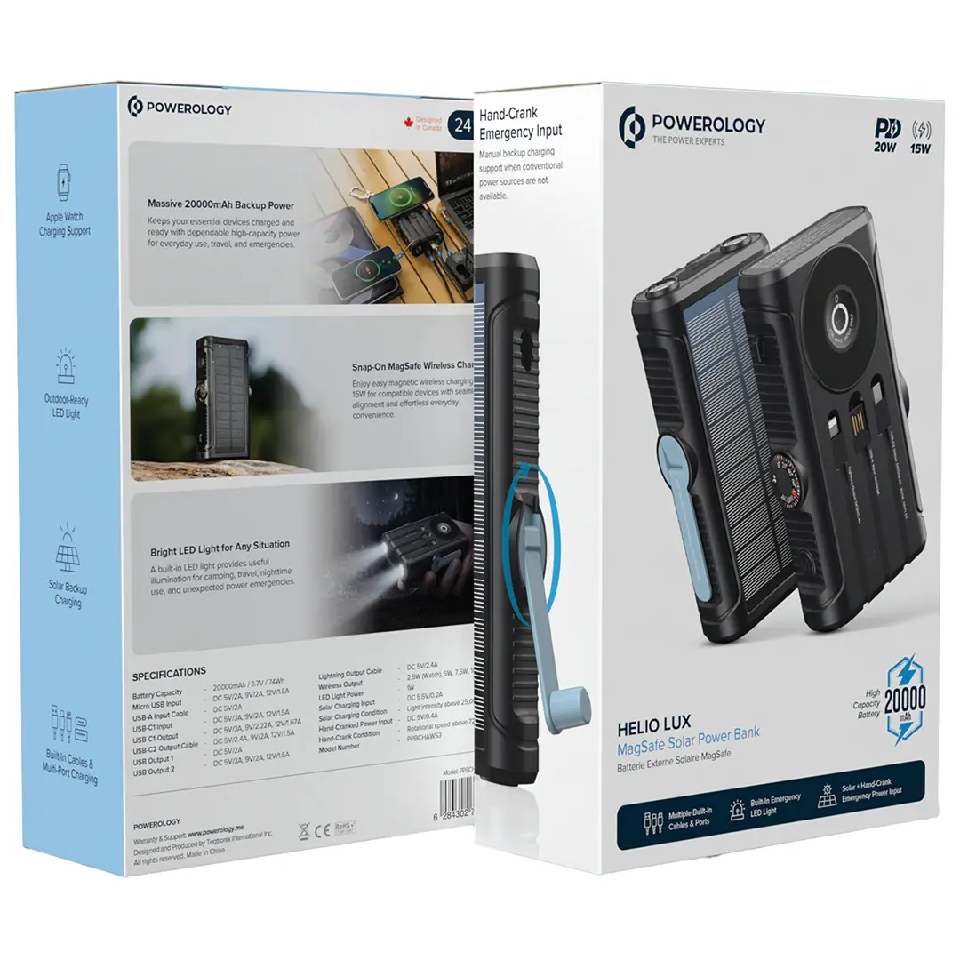 Powerology Helio Lux solar power bank with LED light