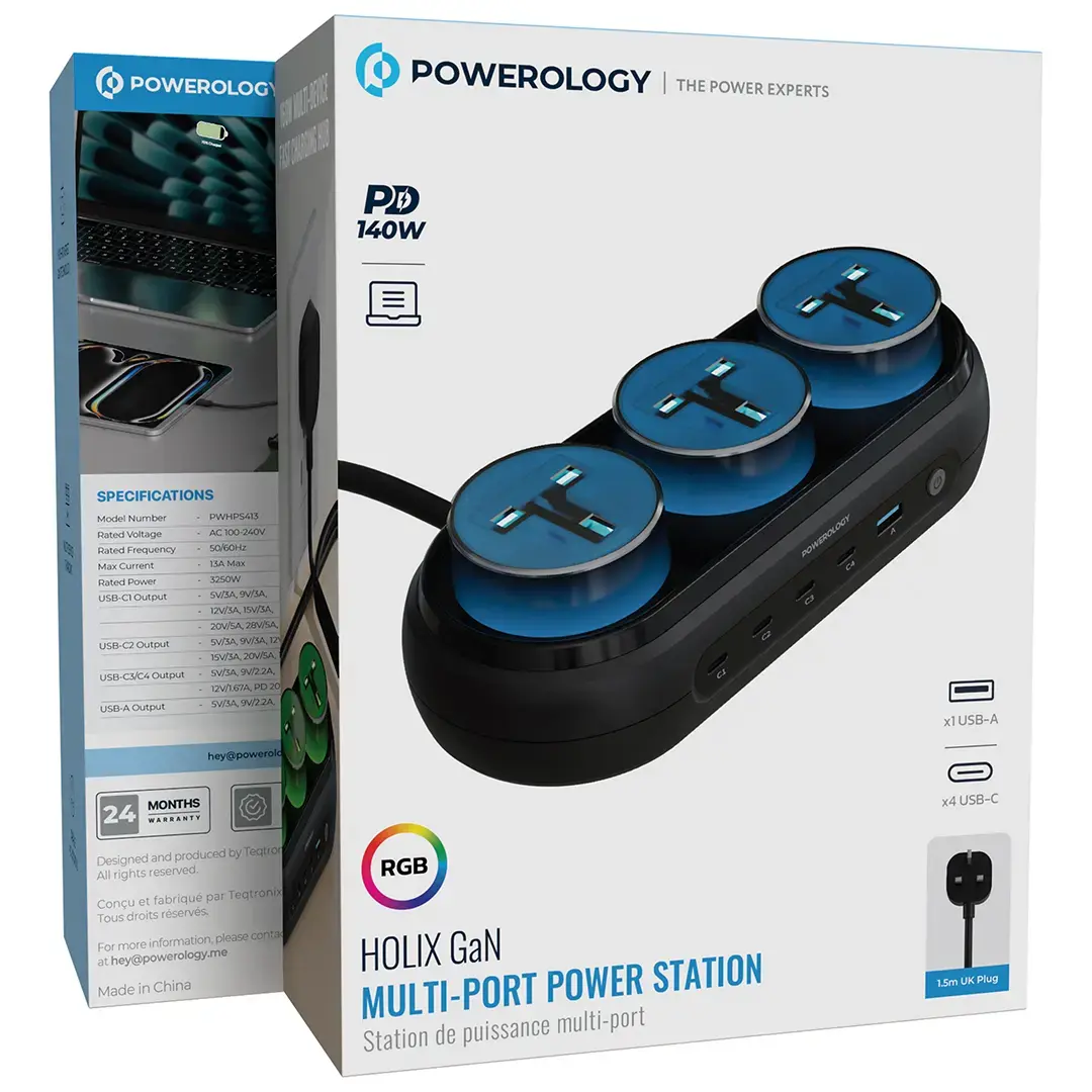 Powerology Holix GaN Multi-Port Power Station - PWHPS413GY - Grey