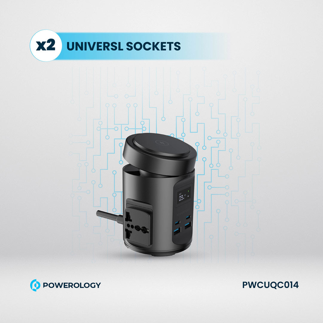 Powerology Magsafe Power Hub USB-C Power Delivery And USB-A QC 3.0 - PWCUQC014 - Black