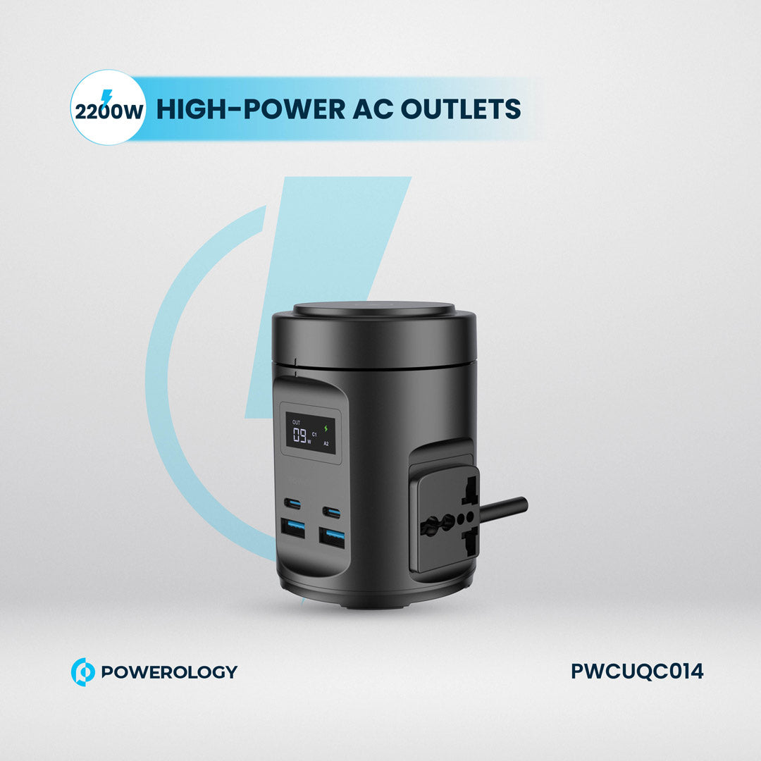 Powerology Magsafe Power Hub USB-C Power Delivery And USB-A QC 3.0 - PWCUQC014 - Black