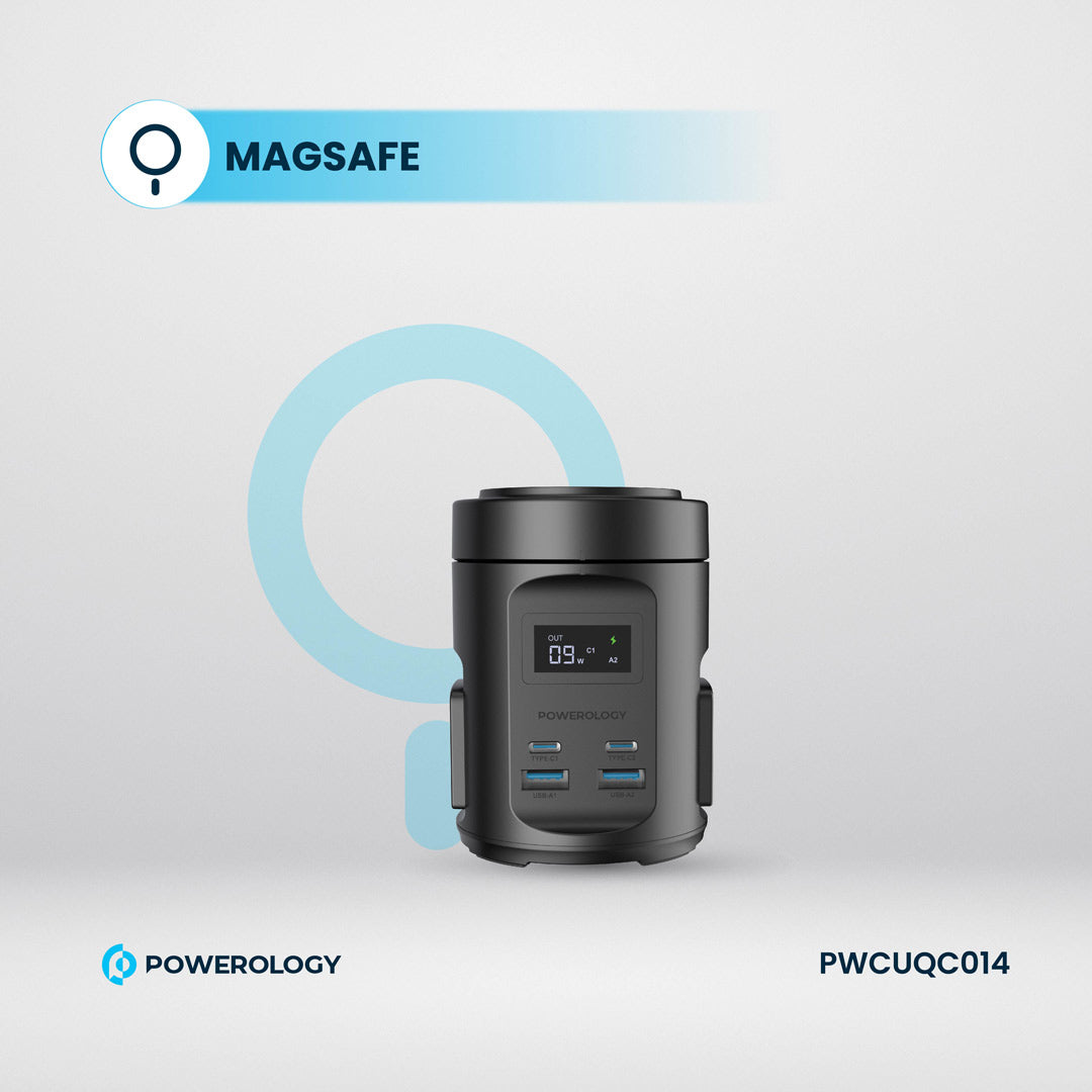 Powerology Magsafe Power Hub USB-C Power Delivery And USB-A QC 3.0 - PWCUQC014 - Black