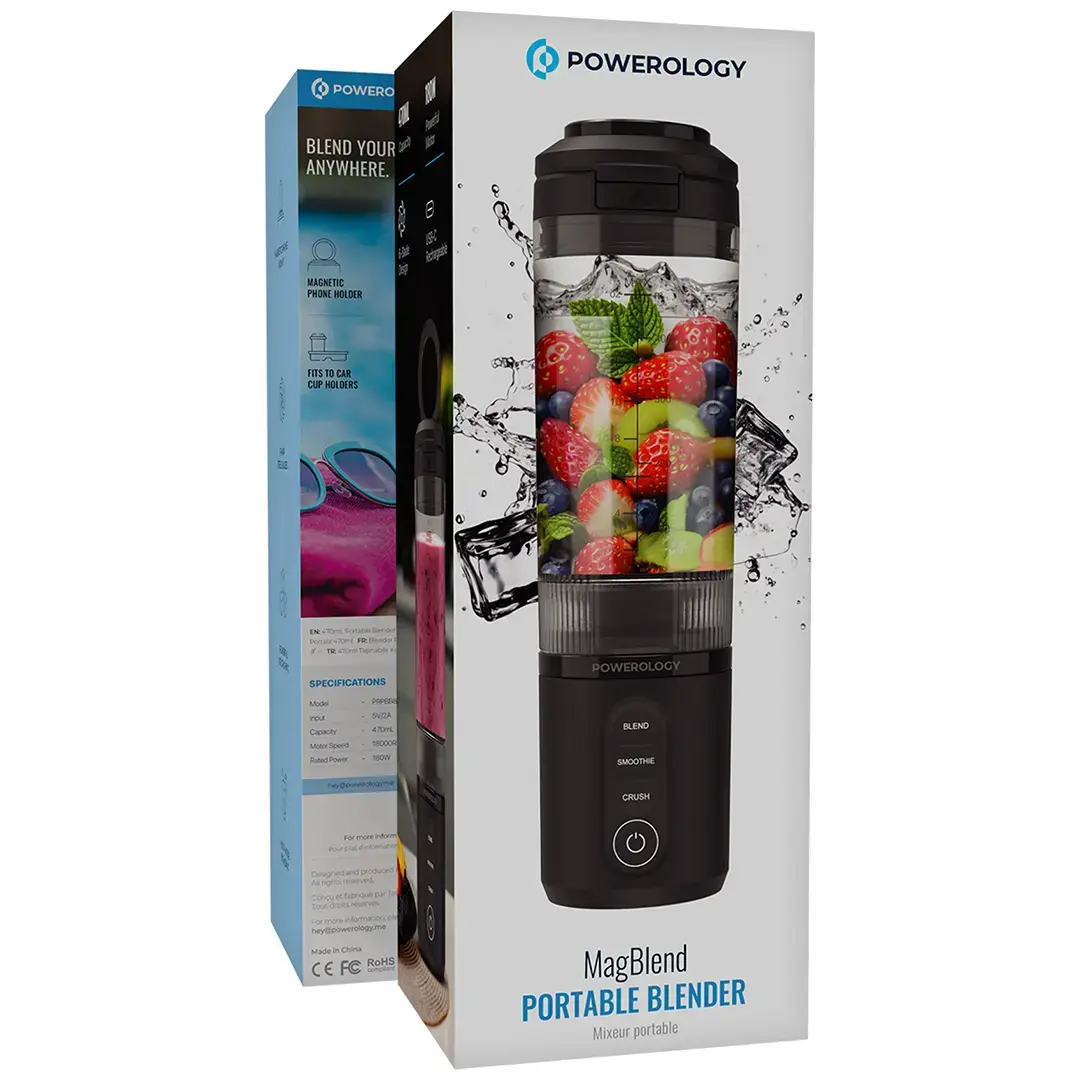Powerology خلاط ماج بلند المحمول - PRPBB8301BK - أسود