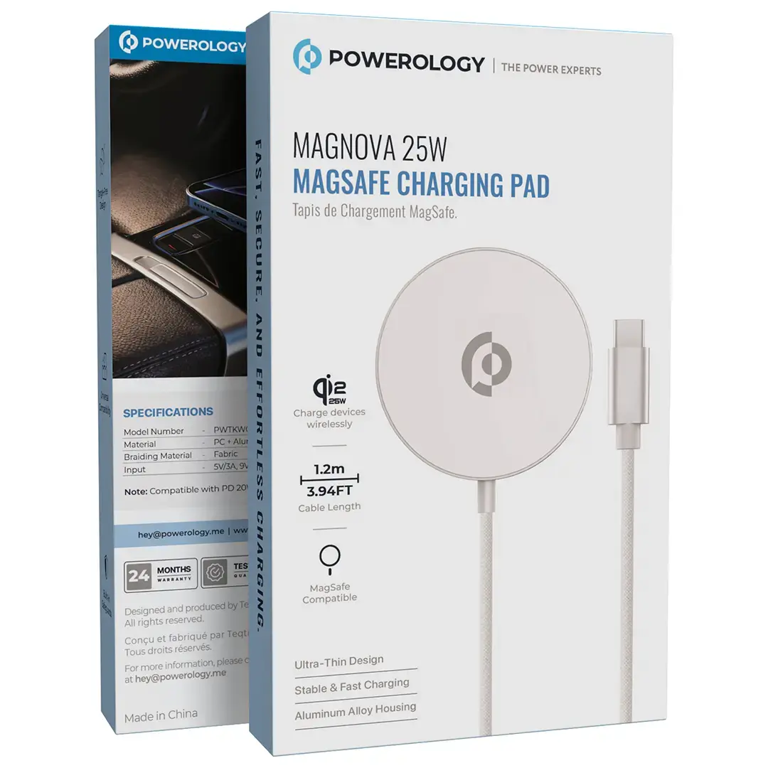 Powerology قاعدة شحن ماسيف من ماجنوفا بقوة 25 واط - PWTKWC068SL - أسود