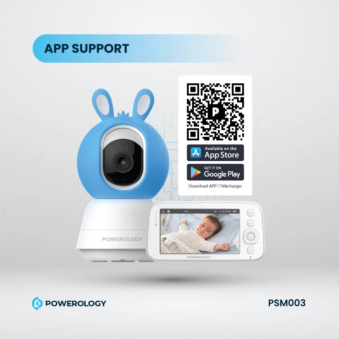 Powerology Monitor & App Baby Camera - PSM003 - Blue & Pink