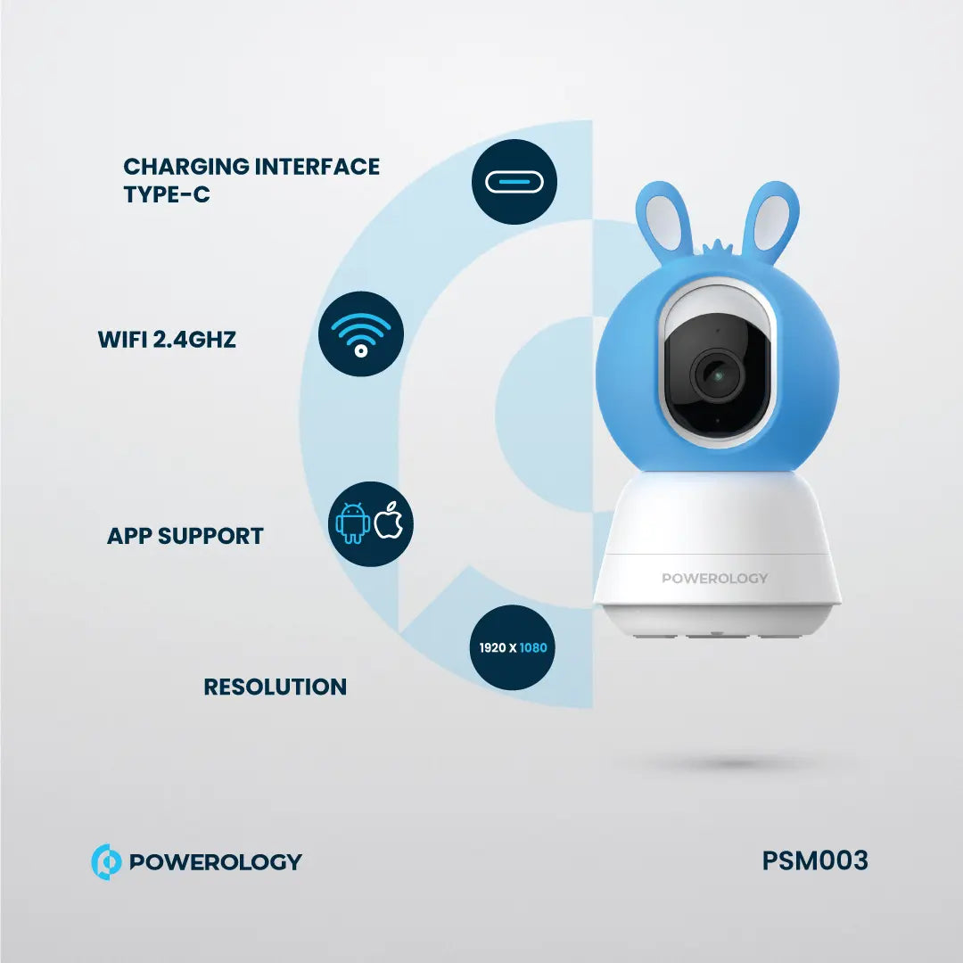 Powerology Monitor & App Baby Camera - PSM003 - Blue & Pink