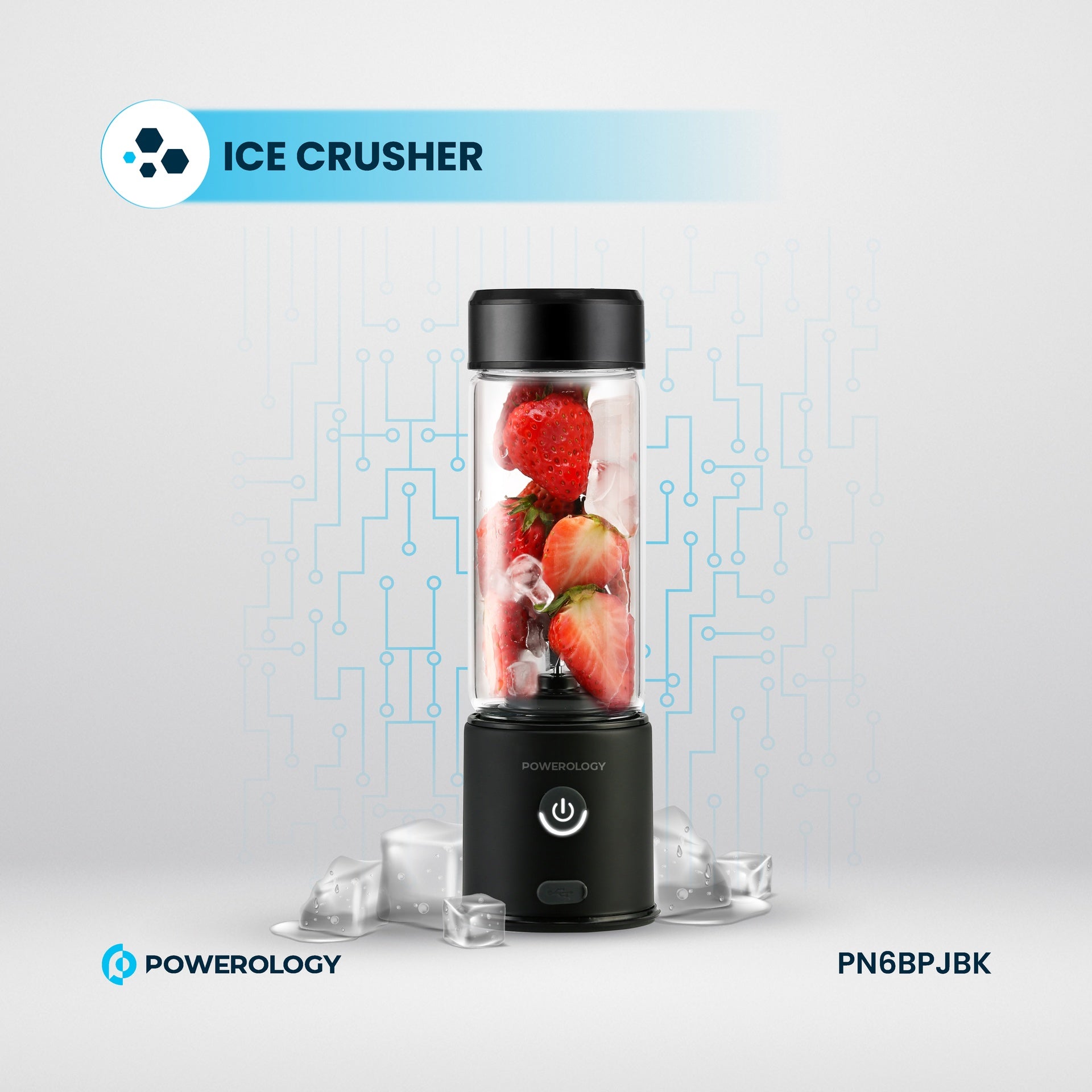 Powerology 6-Blade Portable Juicer - PN6BPJBK - Black