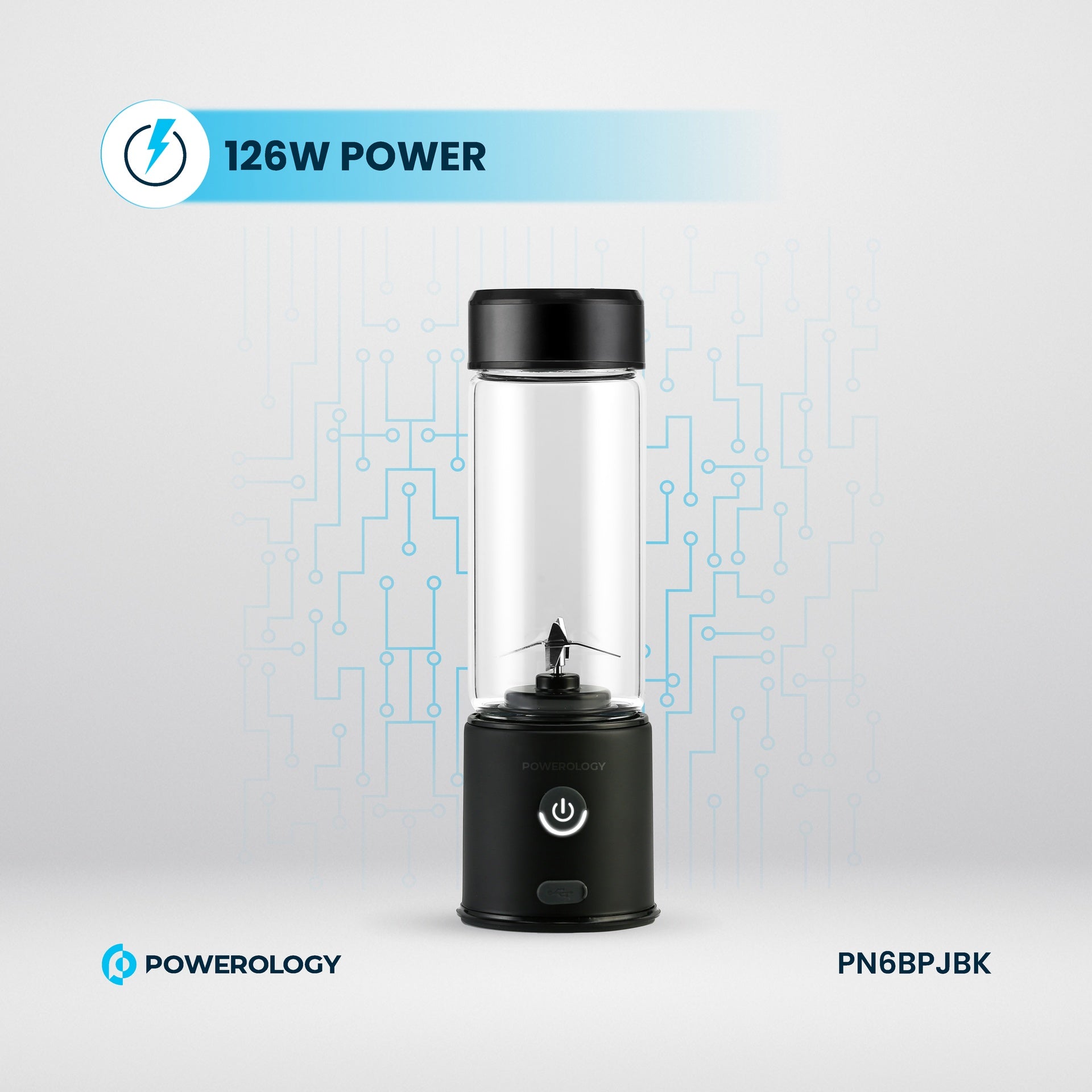 Powerology 6-Blade Portable Juicer - PN6BPJBK - Black
