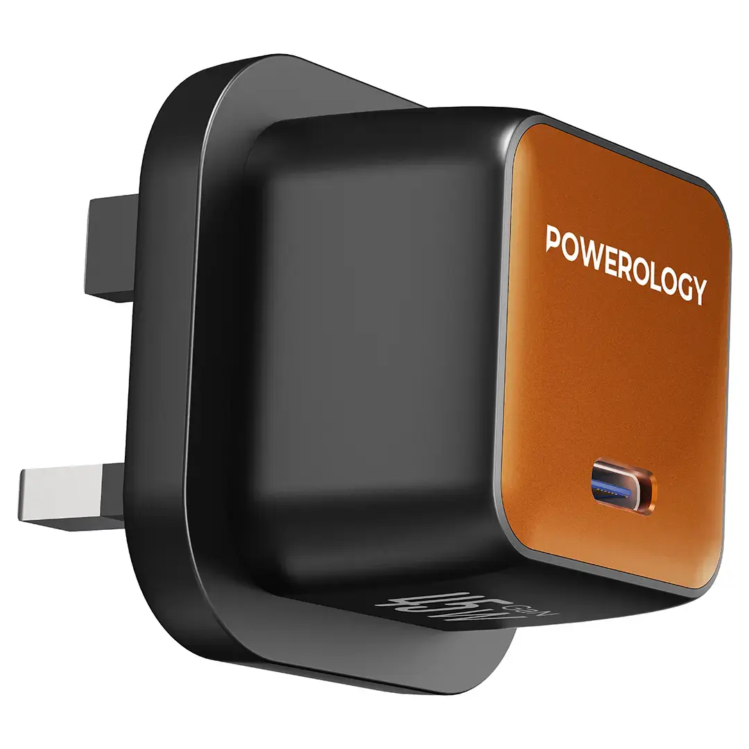 Powerology Nirvano 5-In-1 POWER Travel Kit - PPBCHA121BKOG - Black/
Orange
