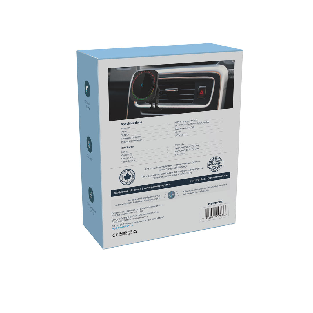 Powerology شاحن سريع ماج سيف بمعيار Qi2 - P15WMCPS - أسود