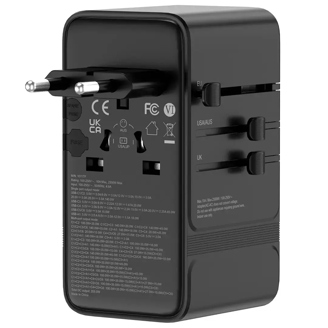 Powerology Spetrova GaN Multi-Port Universal Adapter PD 140W - PPBCHA120BK - Black