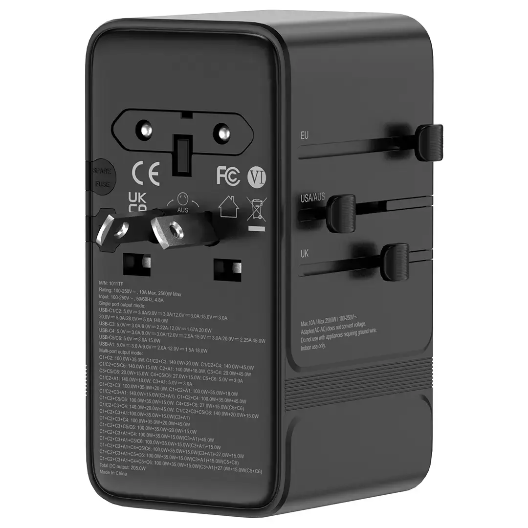 Powerology Spetrova GaN Multi-Port Universal Adapter PD 140W - PPBCHA120BK - Black