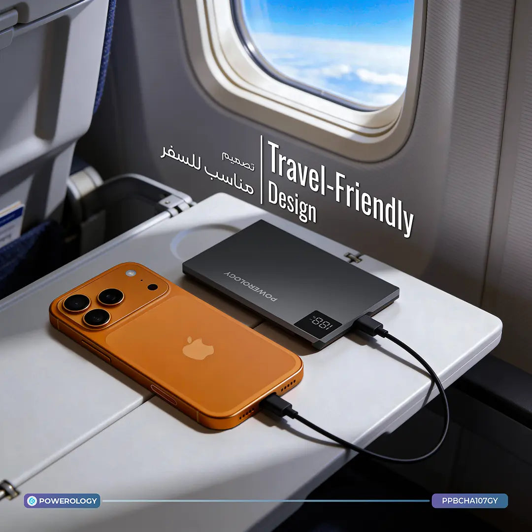 Powerology Tender باور بانك نحيف 5000 مللي أمبير متوافق مع MagSafe - رمادي
