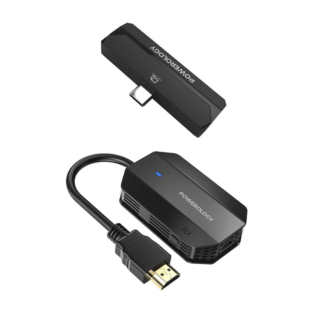 Powerology محول HDMI لاسلكي من النوع C للصوت والفيديو - PHDMACBK - أسود