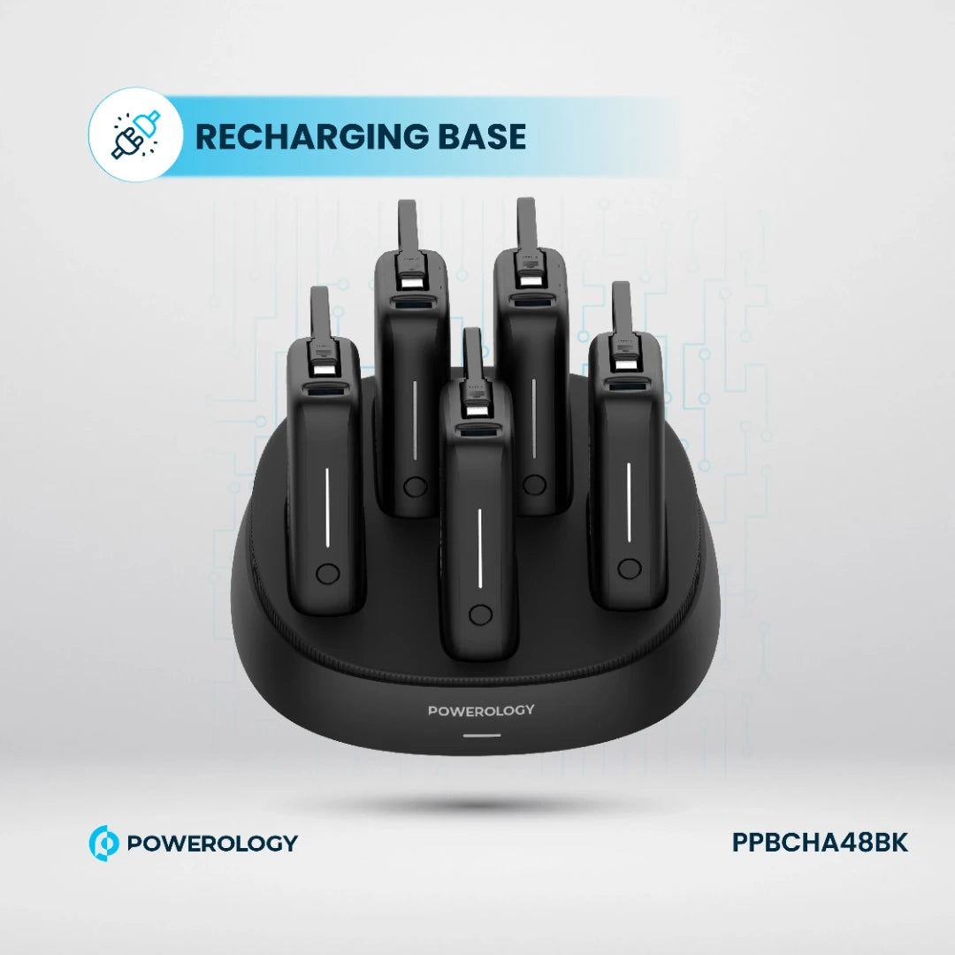 Powerology ×5 10000mAh Power Bank Station - PPBCHA48BK - Black