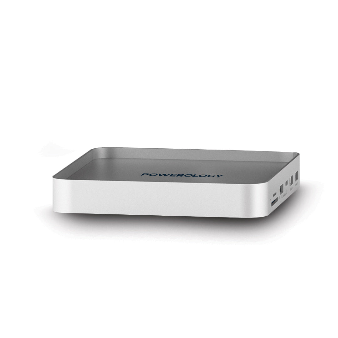Powerology موزع USB-C متوافق مع iMac مقاس 24 بوصة مع حامل وحافظة SSD - PMSSDD - فضي