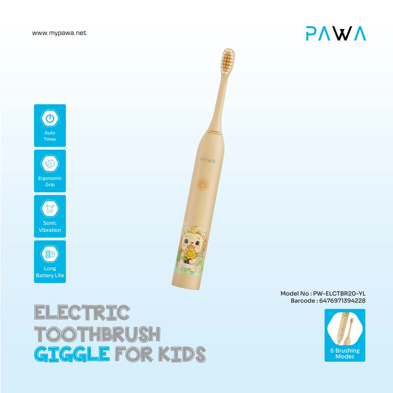 PAWA فرشاة أسنان كهربائية جيجل للأطفال - أصفر