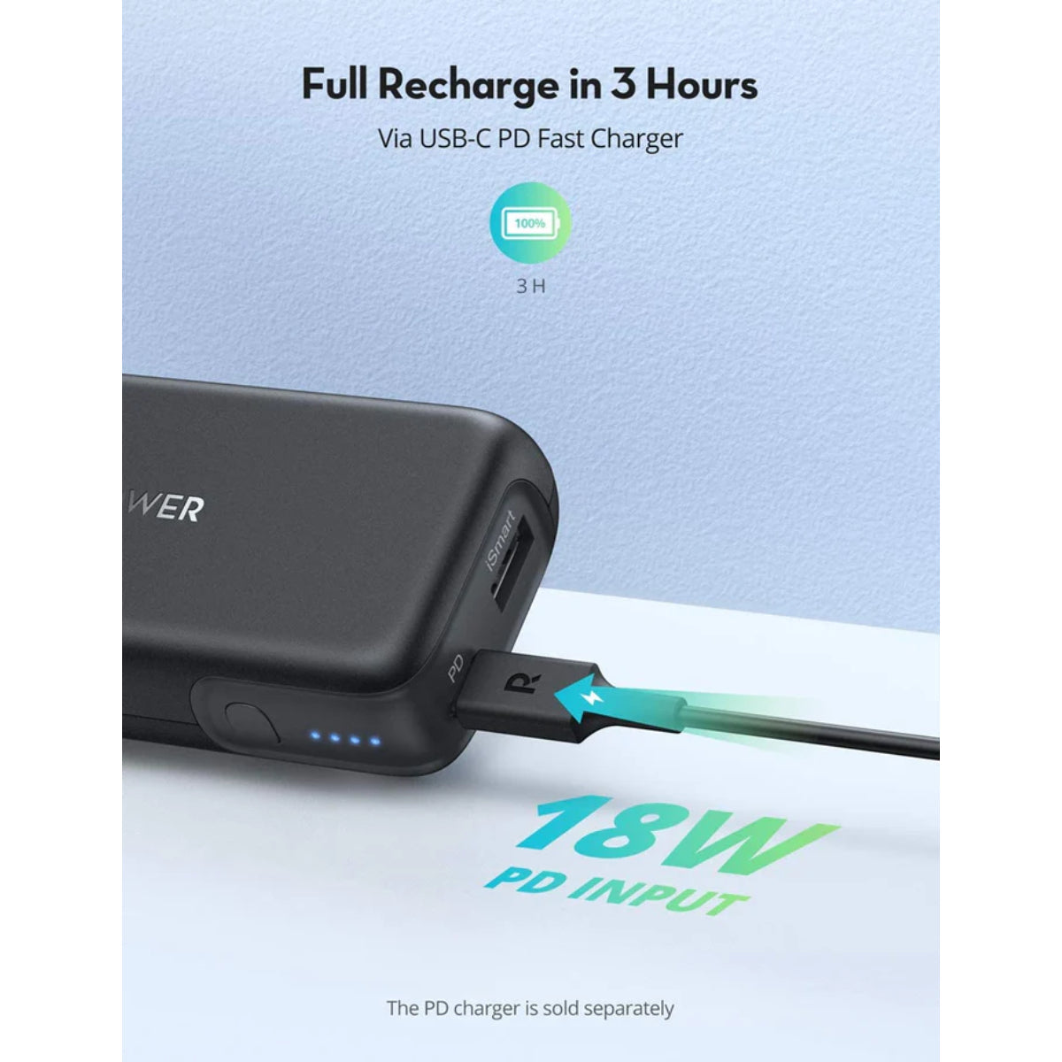 RAVPower PD Pioneer 10000mAh 20W 2-Port Power Bank - Black