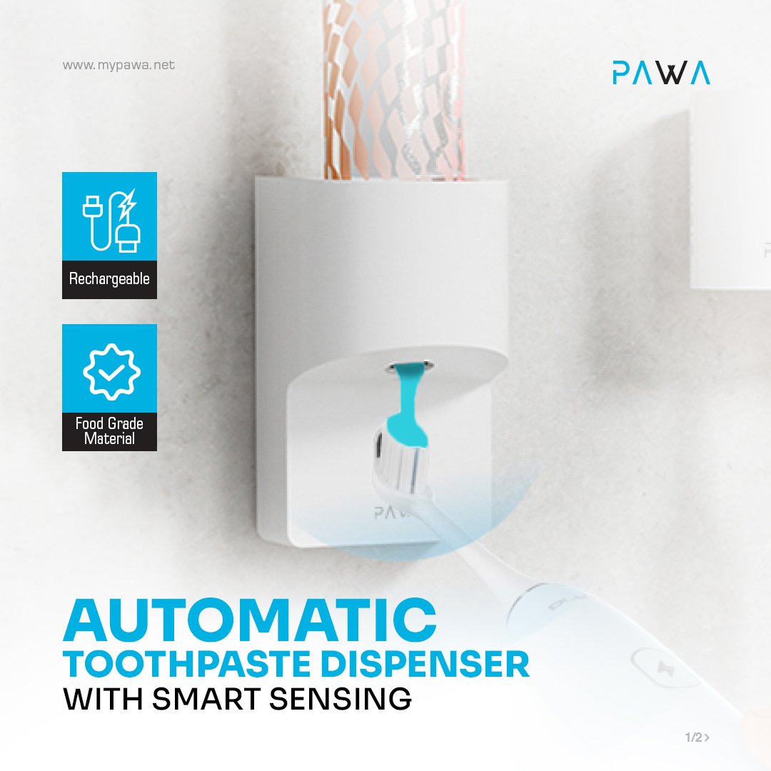 موزع معجون أسنان أوتوماتيكي PAWA باستشعار ذكي - أبيض