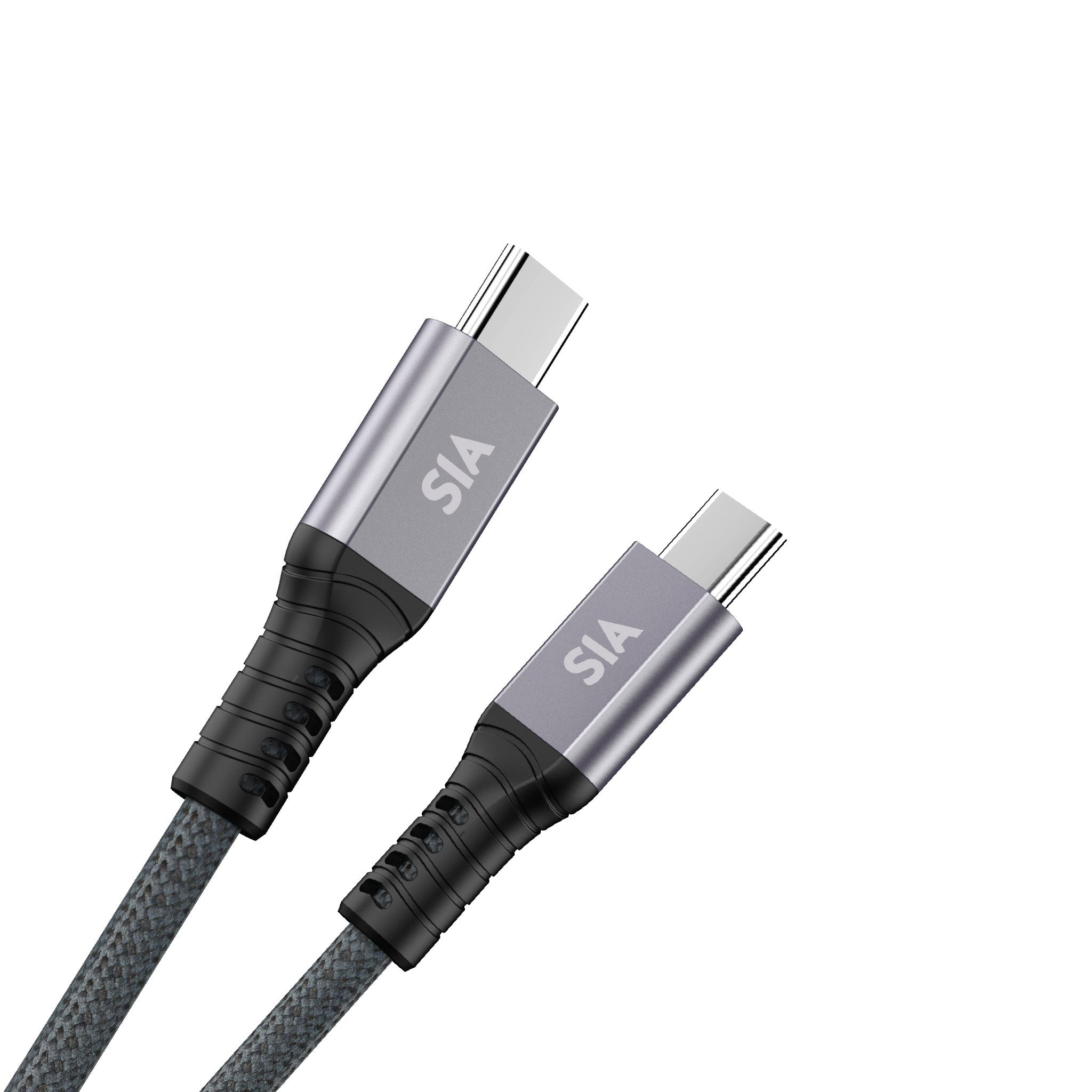 SIA كابل BEAIDED CC 240W يدعم نقل البيانات بسرعة 40 جيجابت في الثانية، يدعم الفيديو والصوت، حاصل على شهادة EMARK IC - طول 1.0 متر، لون رمادي - SIBRDCC40GB