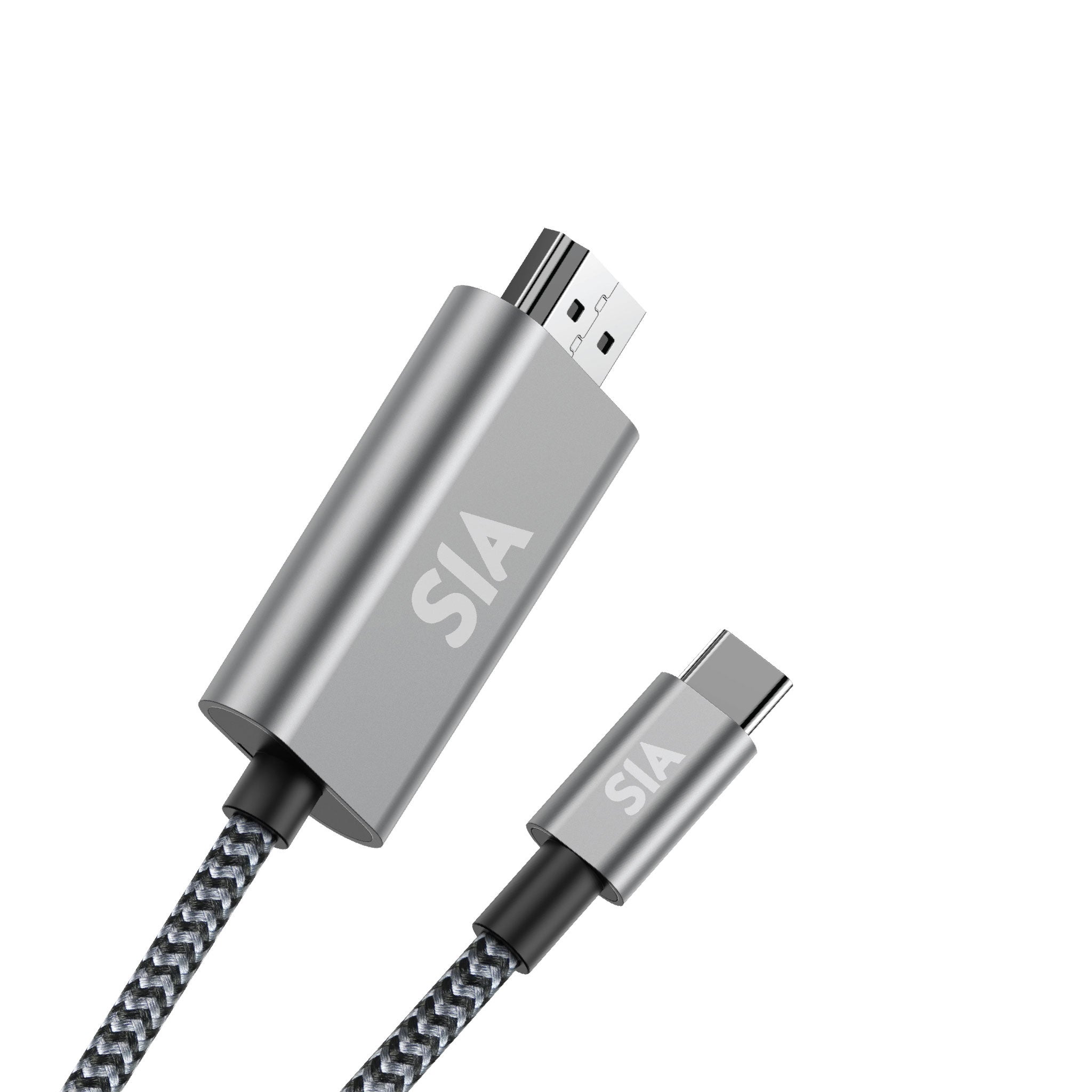 SIA كابل من النوع C إلى HDMI بطول 2 متر، يدعم دقة 4K بمعدل 60 هرتز، بغلاف معدني - SICHDM200B
