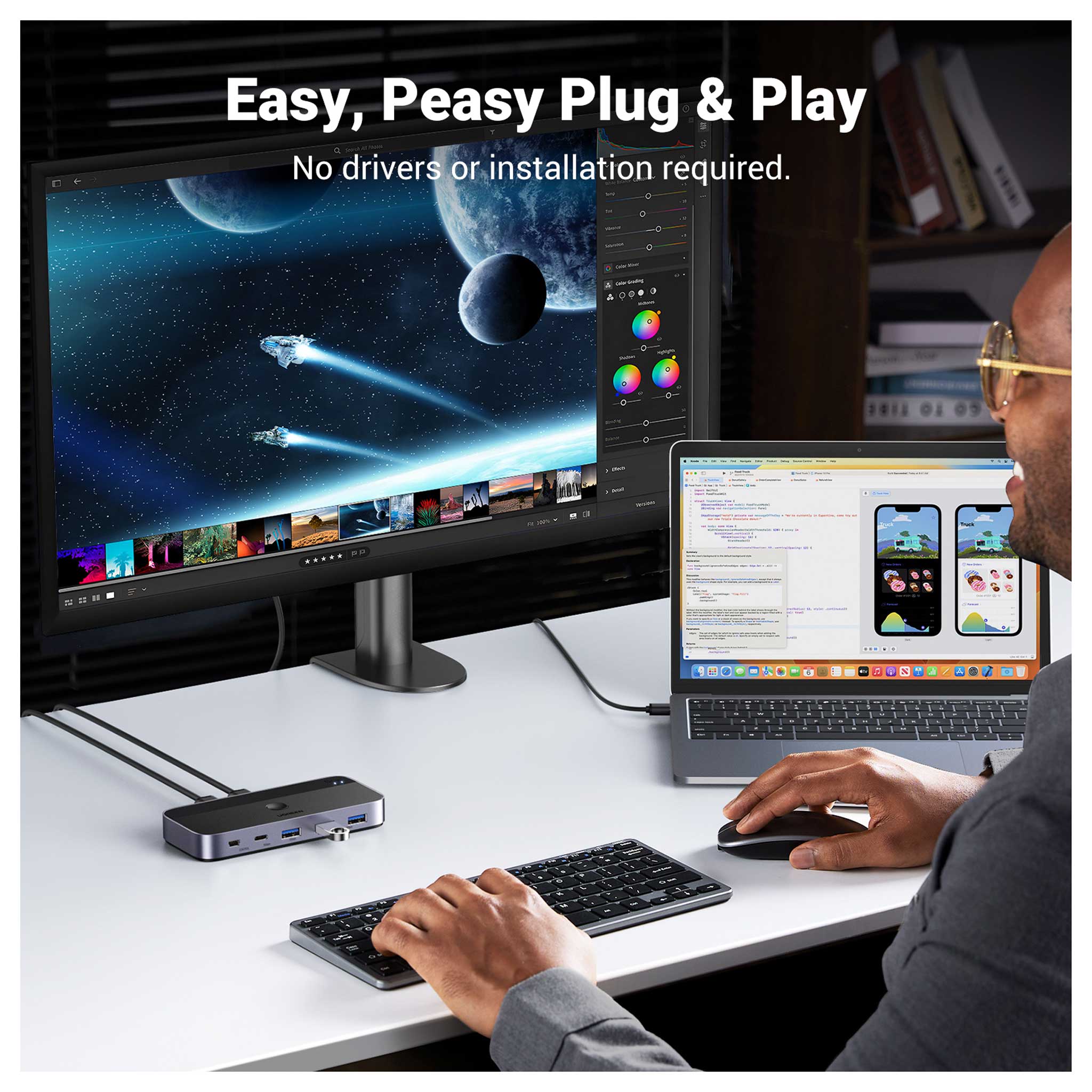 UGREEN مفتاح مشاركة USB 3.0، مدخلان وأربعة مخارج - CM662