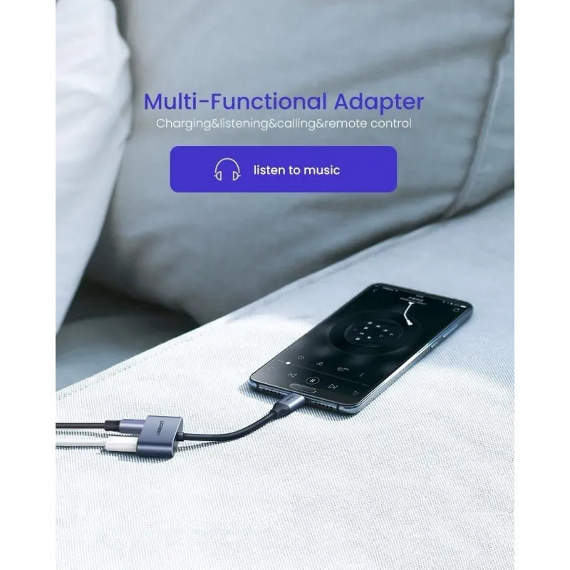 UGREEN محول USB-C ثنائي (شحن وصوت) رمادي - CM232
