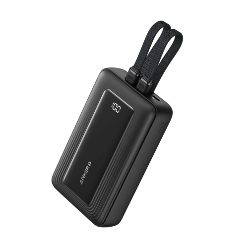باور بانك أنكر زولو (20 كيلو، 30 واط، كابل USB-C وLightning مدمج) - أسود