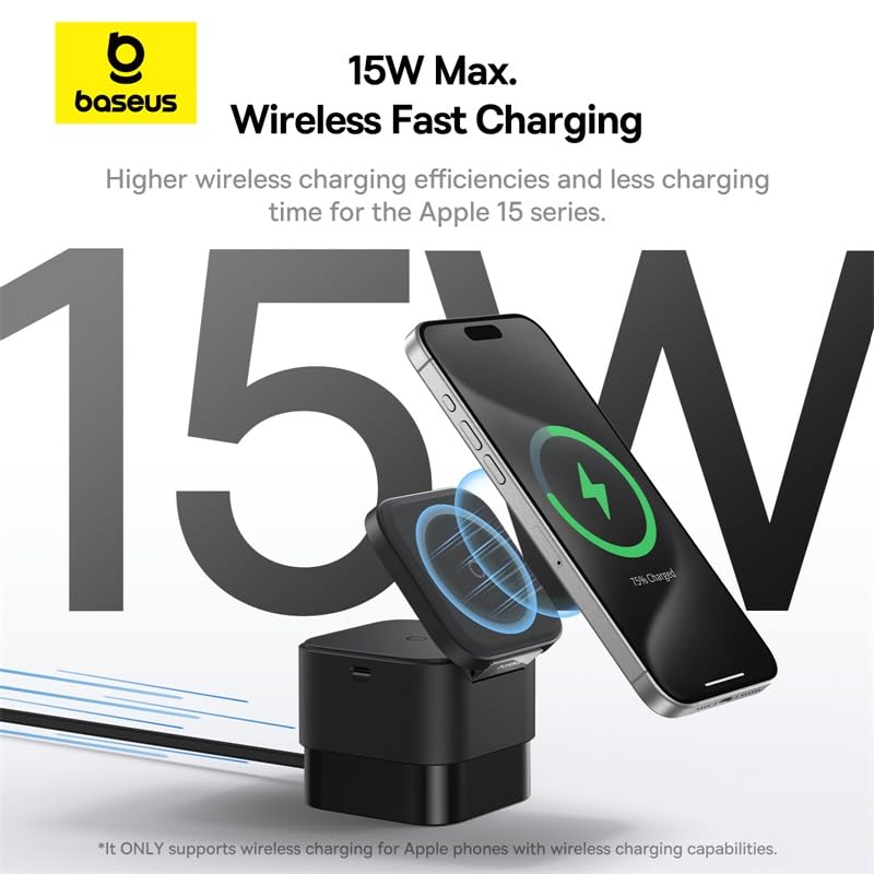Baseus MagPro 2-in-1 Magnetic Wireless Charger 25W – Black