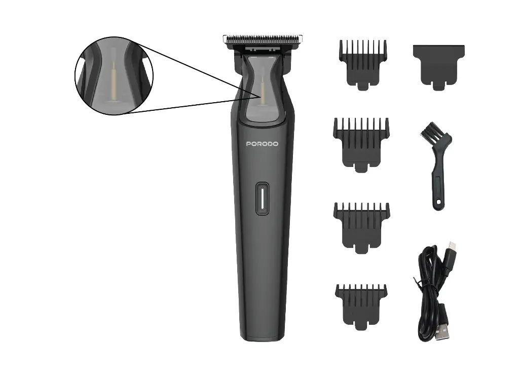 Porodo Lifestyle Spine Rechargeable Trimmer - Black Back