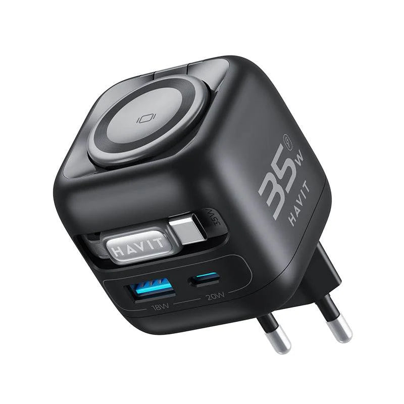 HAVIT شاحن حائط A-UK بقوة 35 واط + كابل USB-C أسود/رمادي - UC250