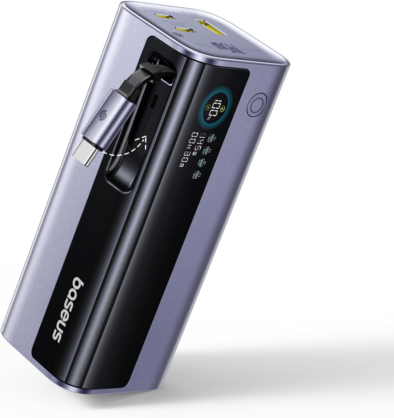 Baseus EnerGeek GR11 Power Bank 10000mAh 100W with Retractable Cable – Grey