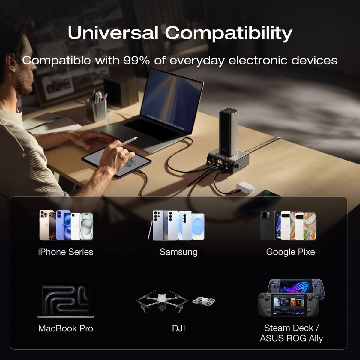 EcoFlow RAPID Pro Power Bank (27,650mAh, 300W, 140W Built-in Cable) - Silver