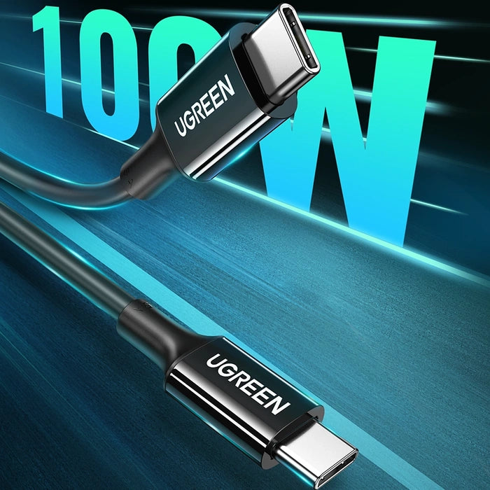كابل شحن يوجرين USB-C 2.0 بقوة 100 واط وطول 2 متر (أسود)US300