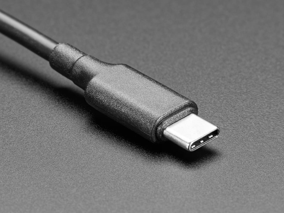 AdaFruit كابل USB Type-C 3.1 PD إلى مقبس DC بحجم 5.5 مم - خرج 12 فولت 5 أمبير بطول 1.2 متر مع E-Mark - أسود