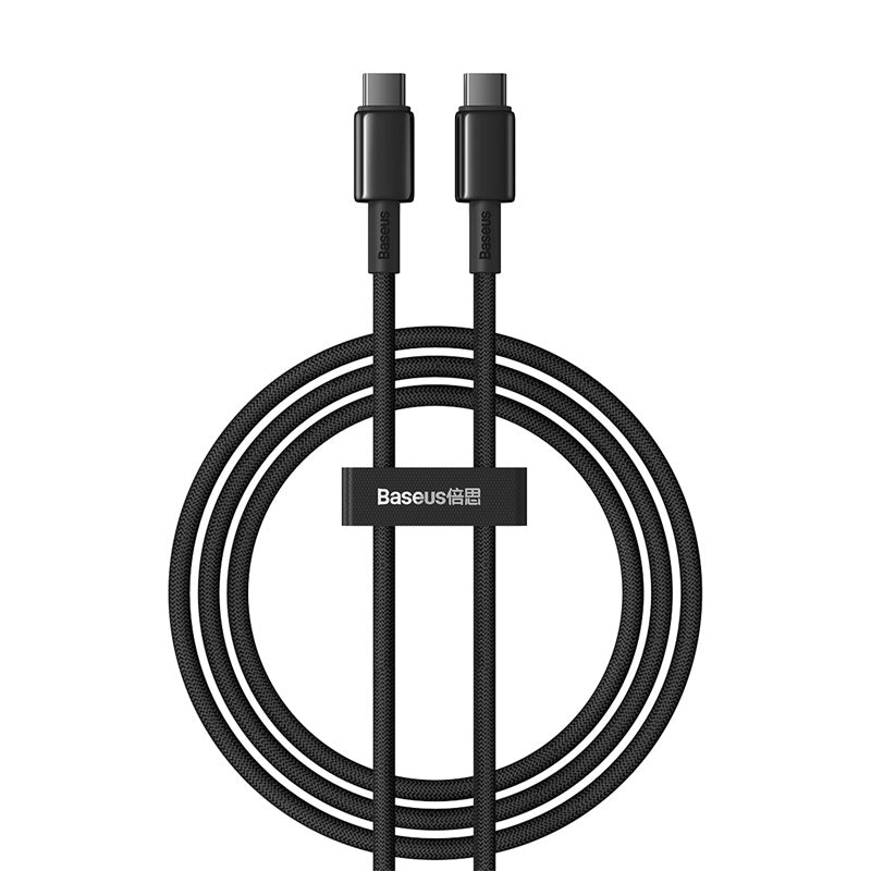 Baseus Tungsten Gold Magnetic Charging Cable USB-C to USB-C 100W 1m - Black