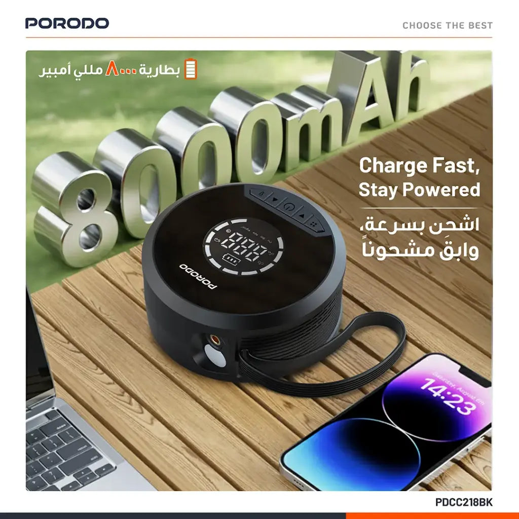 Porodo Gagefit Power Bank & Jump Starter 8000mAh Black