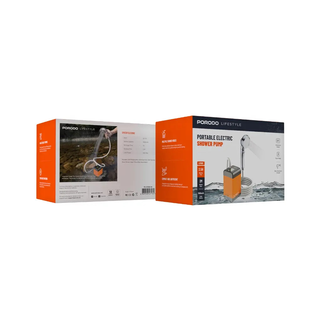 Porodo Lifestyle Portable Electric Shower Pump Orange