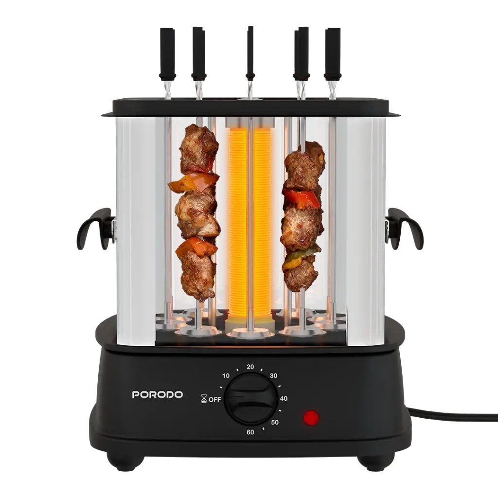 Porodo Lifestyle Grilljet Electric Rotisserie Kebab Grill with Auto-Rotating Skewers - Black