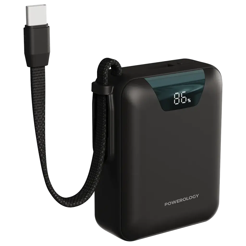 Powerology York بطارية متنقلة 10000 مللي أمبير - أسود