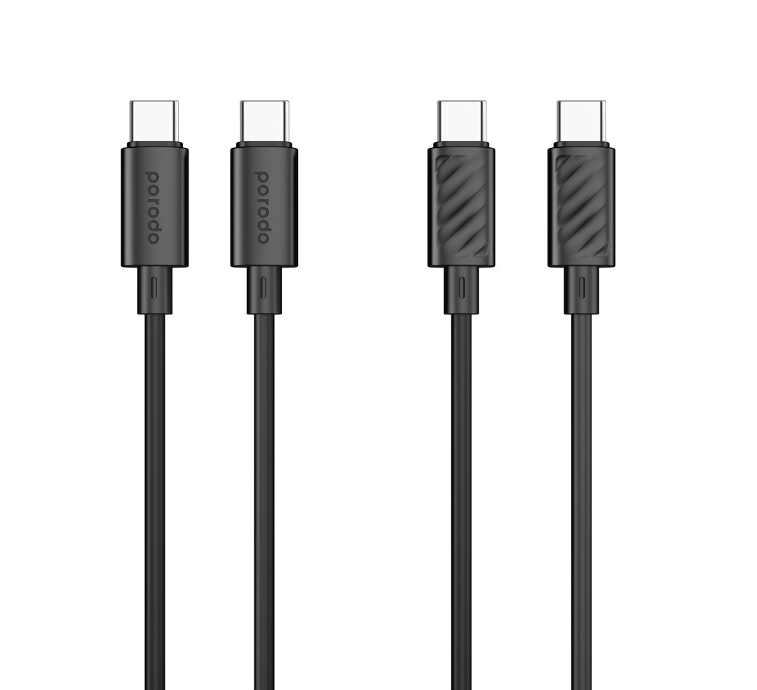 Porodo Blue 60W PD USB-C to USB-C Fast Charge & Data Cable 1.2m - Black