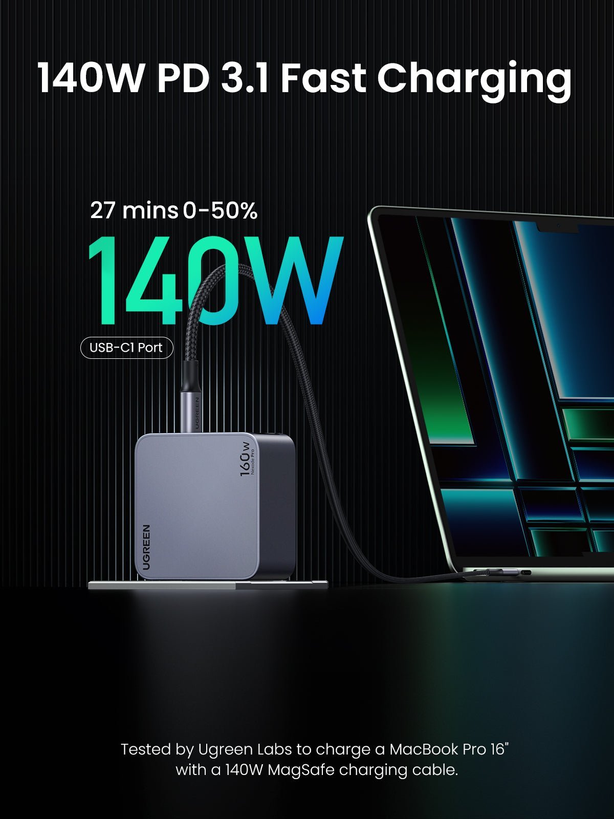 UGREEN Nexode Pro 160W 4-Port GaN Fast Charger PD 3.1 fast charging