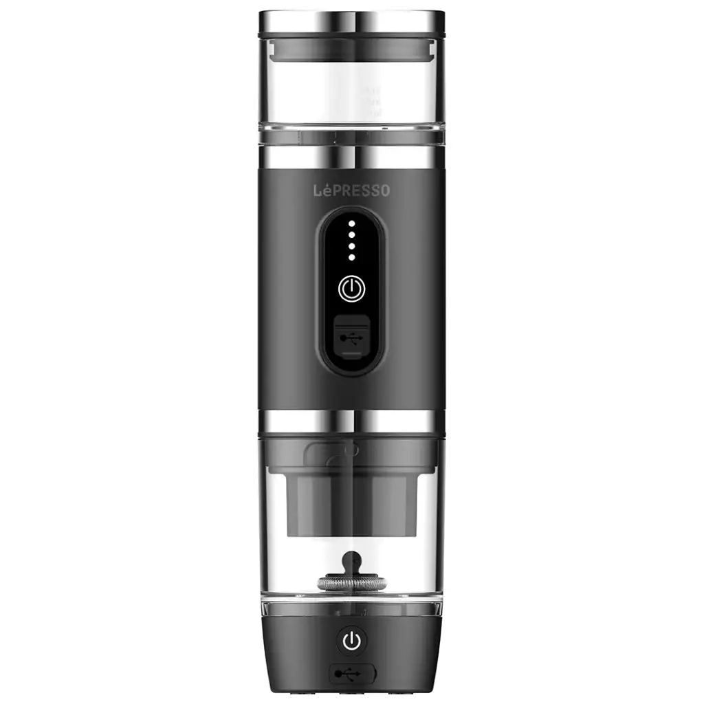 LePresso 4-in-1 Portable Coffee Machine with Milk Frother in Black