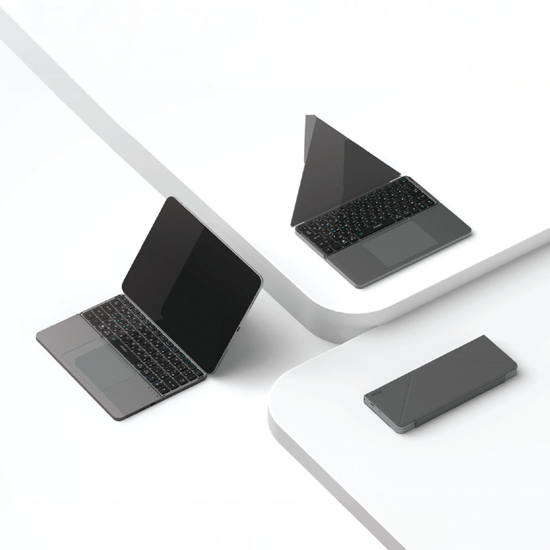 PAWA لوحة مفاتيح لاسلكية قابلة للطي محمولة مع لوحة لمس - رمادي