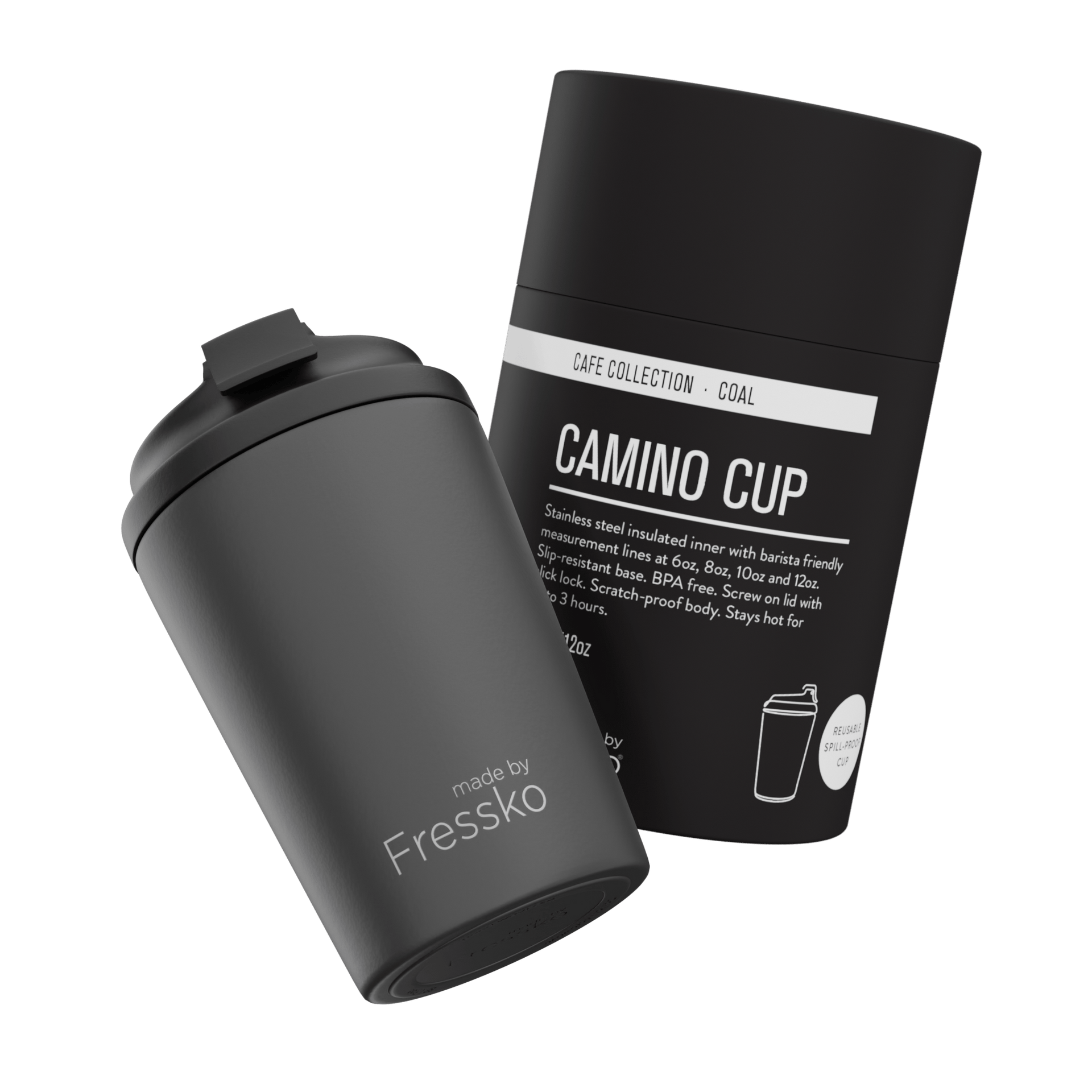 Fressko Camino 340ml / 12oz Cup - Stainless Steel - Coal