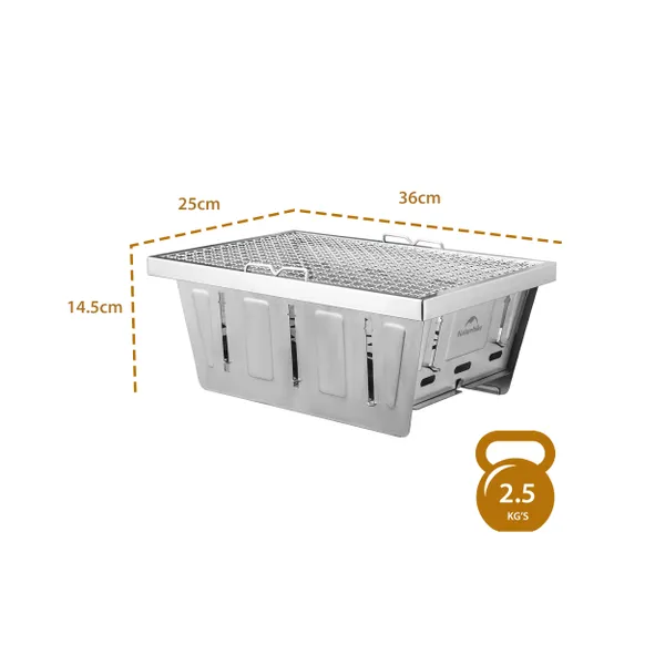 Naturehike Stainless Steel Folding Grill - Stainless Steel/Small 