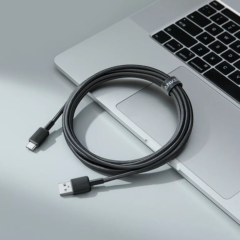 كابل Anker 322 USB-A إلى USB-C مضفر (0.9 متر/3 قدم) - أسود
